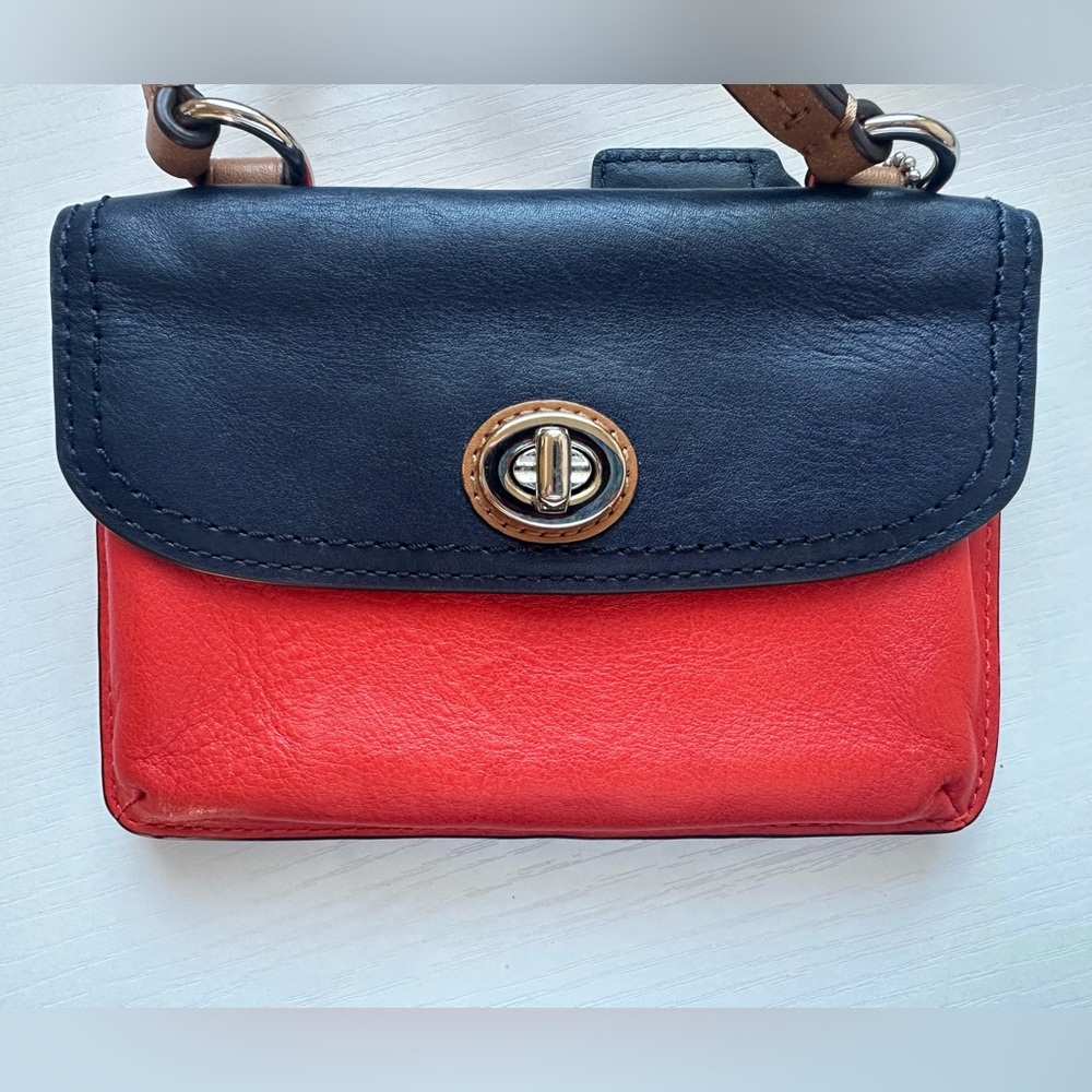 COACH small crossbody bag, orange and navy